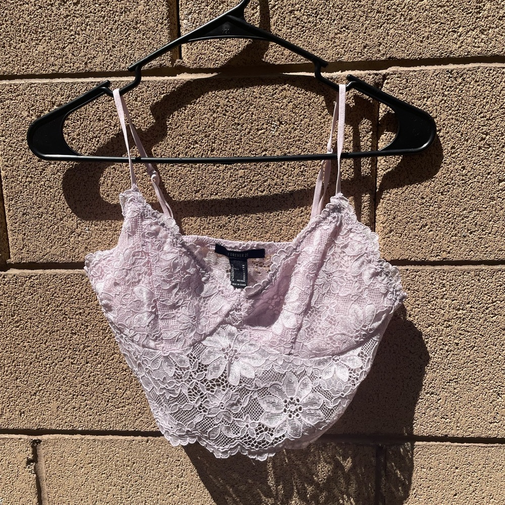 Pink Lace Crop Tank